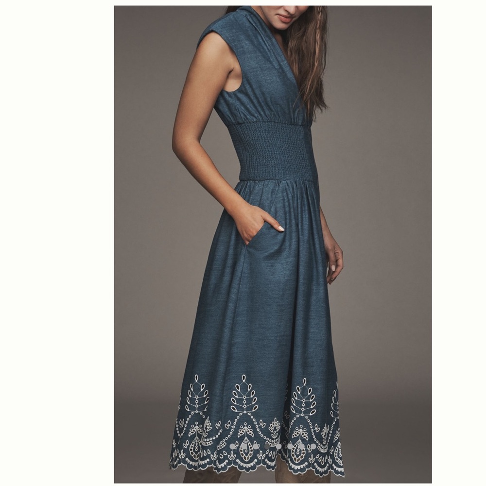 The Tommie Denim Eyelet Trim Dress - Picture 3 of 5